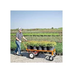 Leonard Push-Style 4-Wheeled Nursery Cart With 2-Foot X 5-Foot Deck And Pneumatic Tires -Garden Tools 2460fw 2