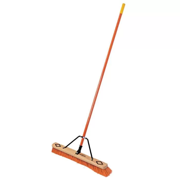 Leonard Dual-Bristle Push Broom, 30-Inch Wide Block With Steel Handle 1 Leonard Dual-Bristle Push Broom, 30-Inch Wide Block With Steel Handle