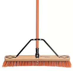 Leonard Fine-Bristle Push Broom, 24-Inch Wide Block With Steel Handle -Garden Tools 2824 2