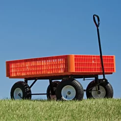 Leonard Orange Utility Wagon, Flat Free Tires -Garden Tools fgw45 4