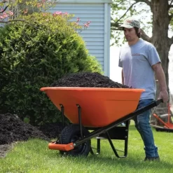 Leonard 8-Cubic-Foot Capacity Poly Tray Wheelbarrows With Flat-Free Tire -Garden Tools fwb08 4