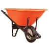 Leonard 8-Cubic-Foot Orange Poly Tray Wheelbarrow With Steel Handles And Diamond Tread Flat Free Tires