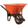 Leonard 6-Cubic-Foot Orange Poly Tray Wheelbarrow With Steel Handles And Flat Free Tires