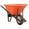 Leonard 6-Cubic-Foot Orange Poly Tray Wheelbarrow With Steel Handles And Diamond Tread Flat Free Tires