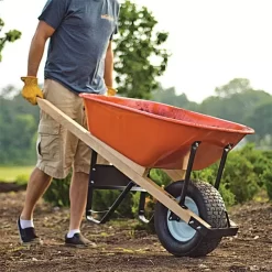 Leonard 6 Cubic Foot Capacity Steel Tray Wheelbarrow With Flat Free Tire -Garden Tools fwbst6 4 1