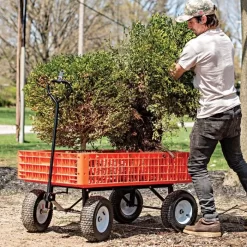 Leonard Orange Utility Wagon, 30in X 46in X 7.5in Tray -Garden Tools gw45 5 1