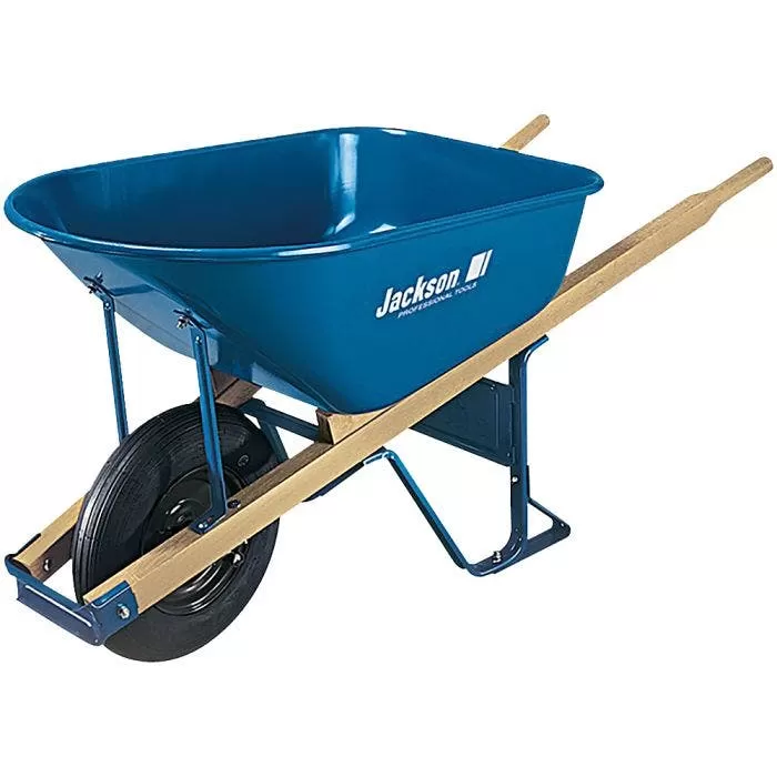 Jackson Contractor Grade Wheelbarrow With 6 Cubic Foot Seamless Steel Tray 1 Jackson Contractor Grade Wheelbarrow With 6 Cubic Foot Seamless Steel Tray