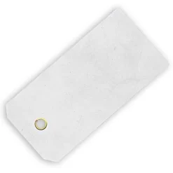 Prewired Vinyl Shipping Tags With Brass Eyelets, White