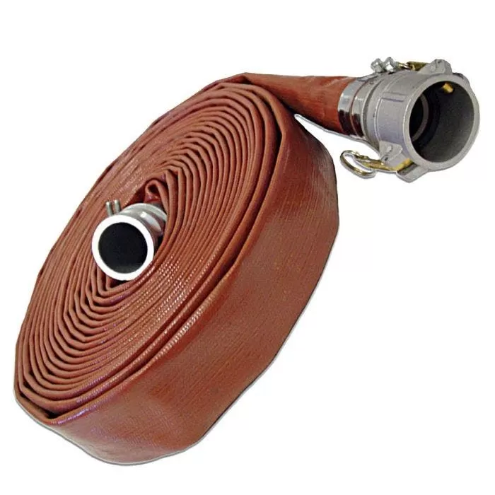 Hose Assembly, Red, 2" 150 Psi Layflat Hose, M X F Camlock, 50 Feet 1 Hose Assembly, Red, 2" 150 Psi Layflat Hose, M X F Camlock, 50 Feet