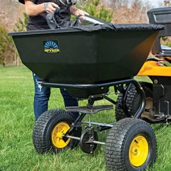 Spyker 200 Lb Tow Behind Pro Spreader 7 Spyker 200 Lb Tow Behind Pro Spreader -Garden Tools spy200t 1p inuse