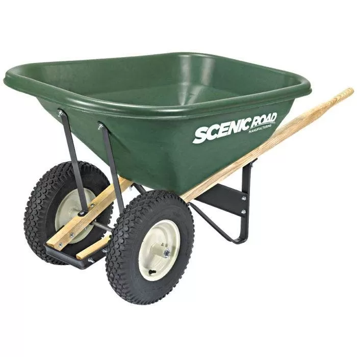 Scenic Lane 8 Cubic Foot Wheelbarrow Double Tire 1 Scenic Lane 8 Cubic Foot Wheelbarrow Double Tire