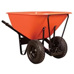 Leonard 10 Cubic Foot Poly Tray 2 Wheeled Wheelbarrows With Steel Handles