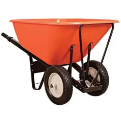 Leonard 10 Cubic Foot Poly Tray 2 Wheeled Wheelbarrows With Steel Handles -Garden Tools vp wb10s 2