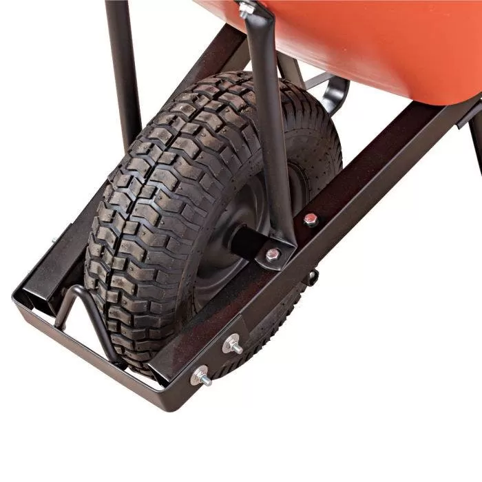 Leonard 6-Cubic-Foot Orange Poly Tray Wheelbarrow With Steel Handles And Pneumatic Tires 3 Leonard 6-Cubic-Foot Orange Poly Tray Wheelbarrow With Steel Handles And Pneumatic Tires - Image 3