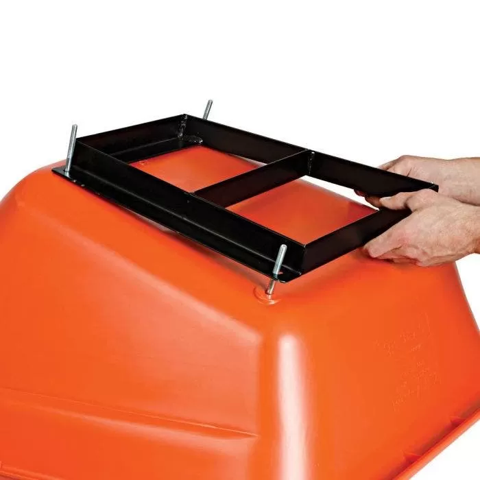 Leonard 6-Cubic-Foot Orange Poly Tray Wheelbarrow With Steel Handles And Pneumatic Tires 4 Leonard 6-Cubic-Foot Orange Poly Tray Wheelbarrow With Steel Handles And Pneumatic Tires - Image 4